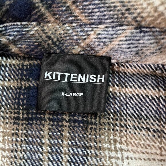 Kittenish Women's Oversized Button-Up Shacket Shirt X-Large Navy & Beige - Picture 3 of 8